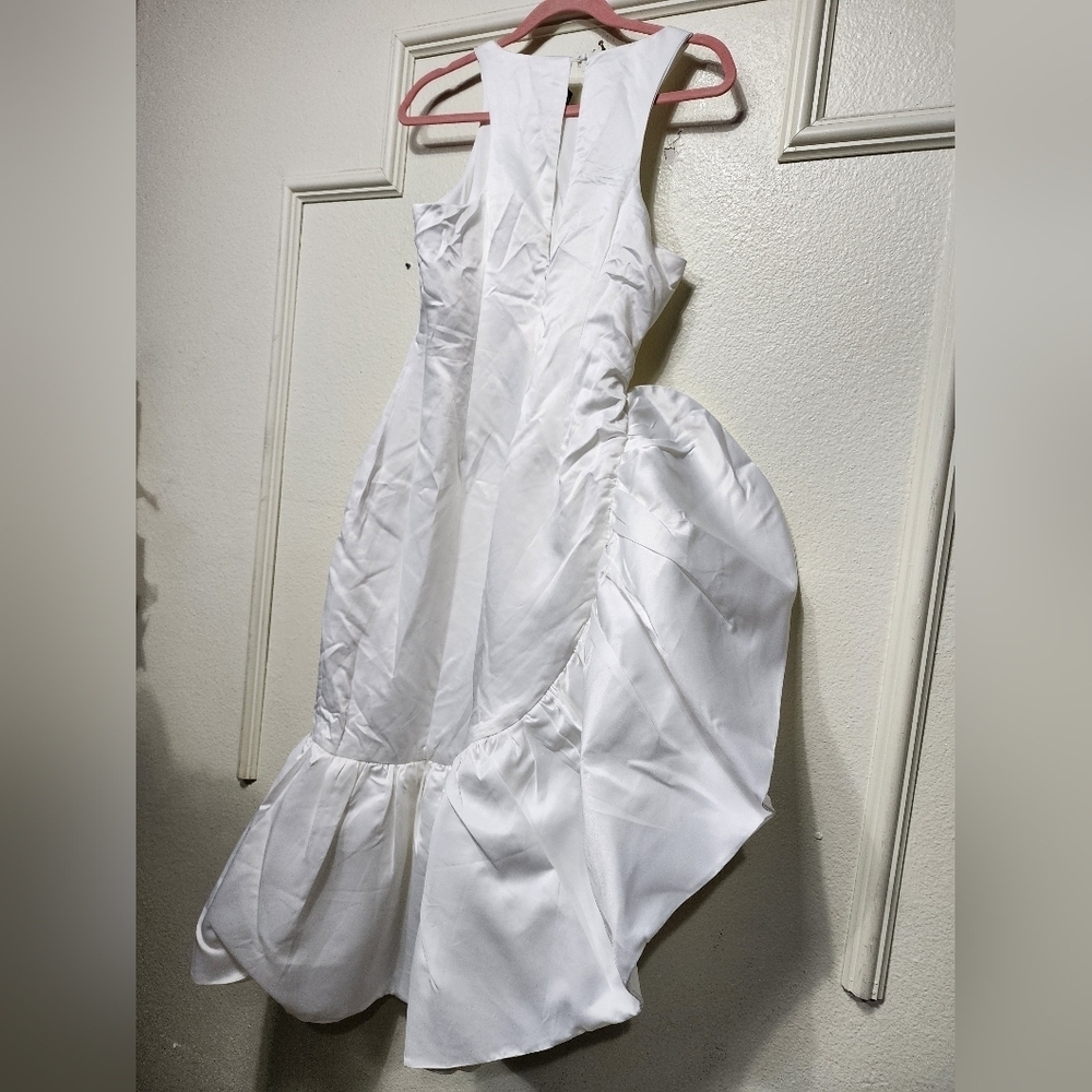 Lulus Magnificent Presence White Ruffled Asymmetrical Midi Dress Wedding Party - Picture 9 of 10